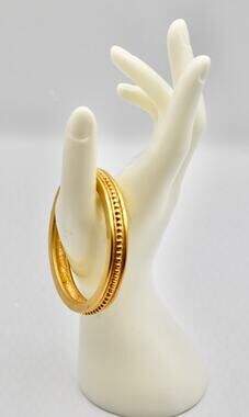 Vintage Givenchy Gold Plated Matte Etruscan-Revival Runway Bangle Bracelet 1980s